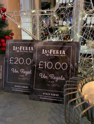 Our Gift Cards make the perfect Christmas treat for lovers of all things La Feria. 

Give us a call on 01423 538181 and we'll pop them in the post or drop by the restaurant to pick some up. 

What a lovely present!

#laferia #spanishtapas #harrogaterestaurants